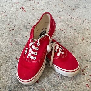 Vans Bold Red Canvas Shoes, Women’s Sz 7